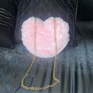 Furry pink purse